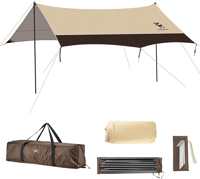 Beach Tent Camping Sun Shelter 13.78 x 14.1ft Easy to Set Up Beach Shade UPF 50+ Waterproof Beach Shade Tent for 10-12 Person Outdoor Tent for Beach Camping Fishing Picnic