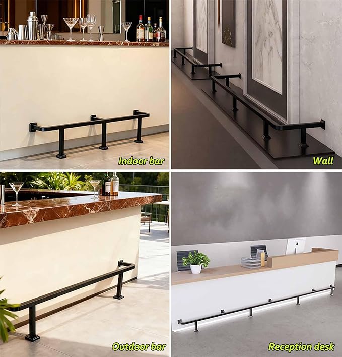 Pub Bar Foot Railing 3 4 5 6 7 ft Square Tube Footrest Rack for Under Counter Stainless Steel Pipe Foot Rest Complete Handrail Shelf Rails(Gold7ft/213cm)