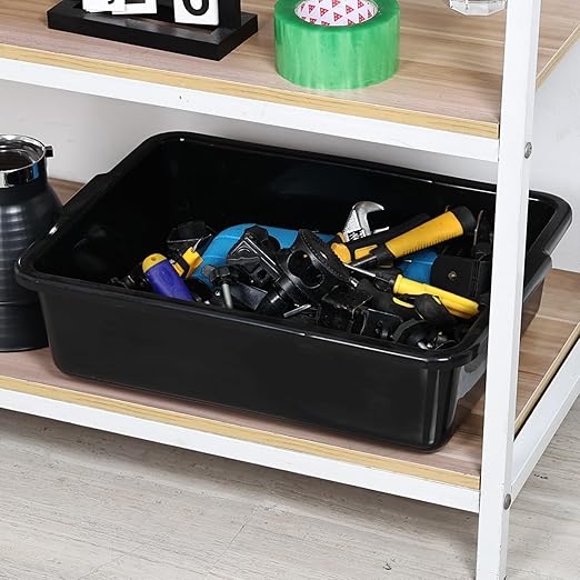 24 Liters Commercial Plastic Meat Tub Bus Box Black Bus Bin/Bus Totes Set of 4