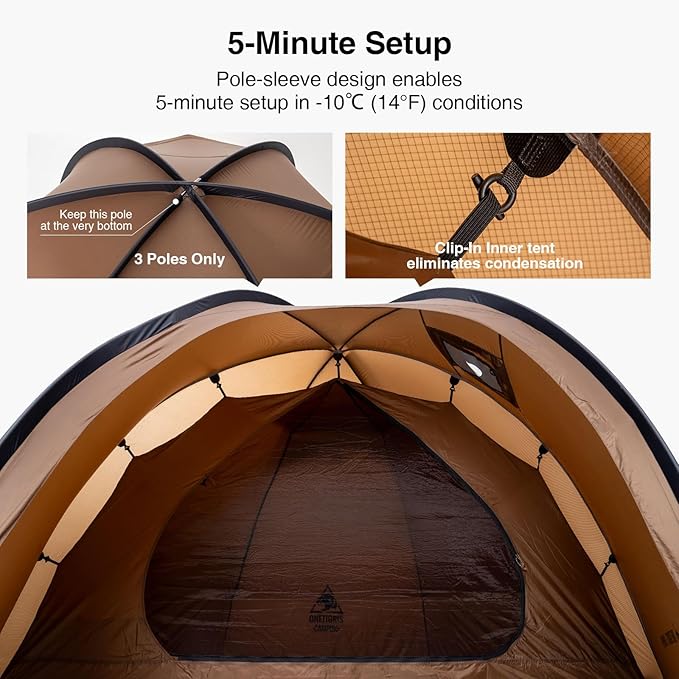 OneTigris Coco NEST Solo Hot Tent with Stove Jack 3000mm Waterproof Windproof Free-Standing Dome Tent with Mesh Inner