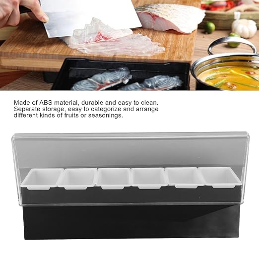 6 Compartments Fruit Holder ABS Multifunctional Condiment Caddy with Lid for Kitchen Bar KTV Separated Storage Container for Fruits Snacks