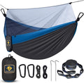 Camping Hammock with NetTravel Portable Lightweight Hammocks with Tree Straps and Solid D-Shape CarabinersParachute Nylon Hammock for Outsides Backpacking Beach Backyard Patio Hiking