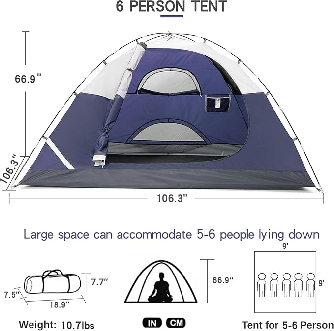 CAMEL CROWN 4/6 Person Tent Waterproof Lightweight Portable Backpacking Tent for Outdoor Camping Hiking