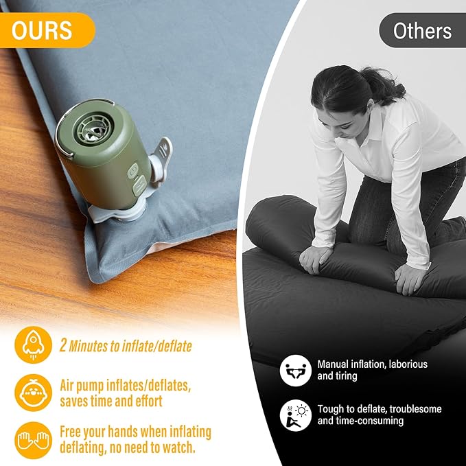 SUV Air Mattress Car Bed Camping Inflatable Car Camping Pad with Air Pump Ultrathick Memory Foam Camping Mattress 9.0 R-Value Insulated Sleeping Pad 2 Person Camp Mat for Hiking and Backpacking