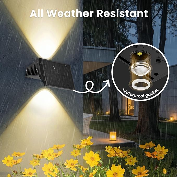 Solar Fence Lights Outdoor 20-Pack Fence Lights Solar Powered with Up/Down Buttons IP67 Waterproof for Outside 120LM Auto Dusk to Dawn for Wall/Patio/Yard/Railing/Deck/Pathway (White &amp RGB)
