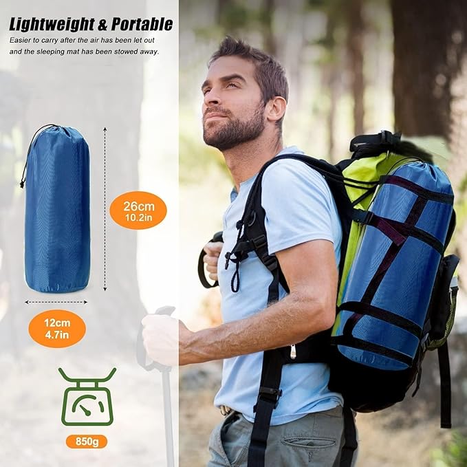 Camping Sleeping Pad Extra Thick Ergonomic Camping Mattress with Built-in Pump Lightweight and Compact for Backpacking Hiking Tent