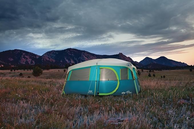 Coleman Tenaya Lake 8-Person Cabin Tent with Built-in Closet Fast-Pitch Tent Sets Up in Under 10 Mins Family Tent with Rainfly &amp Wheeled Carry Bag