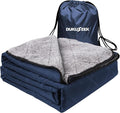 DUKUSEEK Outdoors Waterproof Throw Blanket with Hood 79”x 59” Sherpa Fleece Stadium Windproof Blankets for Boat Traveling Camping Football Dogs Outdoor Sporting Events-Machine Washable