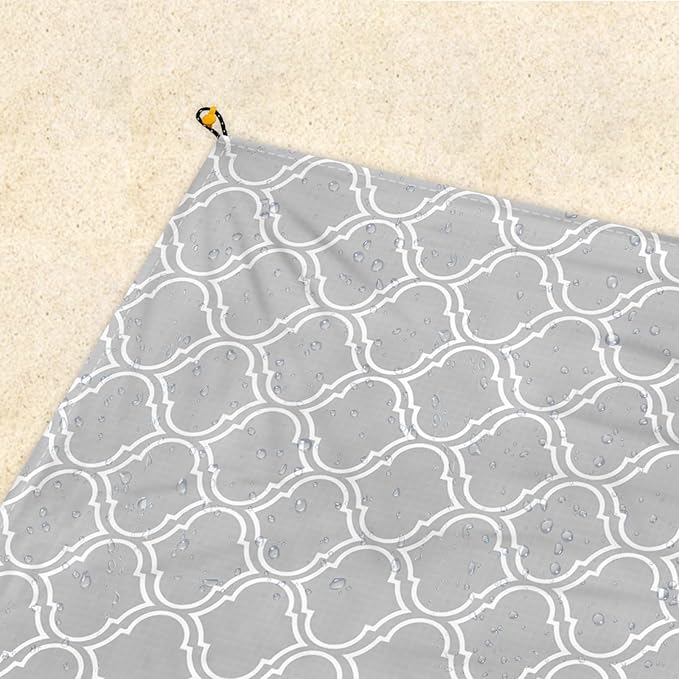 Waterproof Sandproof Beach Blanket 78×86 Large Beach Mat for 1-4 Adults Foldable Lightweight Polyester Outdoor Picnic Blanket with 4 Stakes &amp 4 Corner Pockets for Travel Camping Hiking