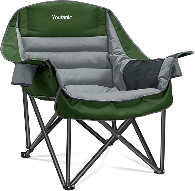 Oversized Camping Chair Portable Folding Camping Chairs with Side Pocket Cup Holder and Carry Bag Heavy Duty Outdoor Camping Chairs for Adults Fishing Sports Trip up to 400lbs Style 7