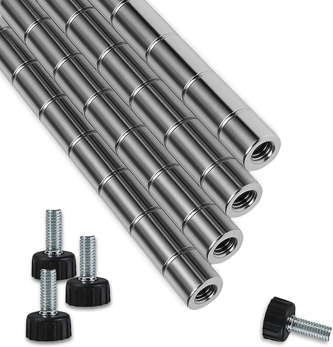 34 NSF Chrome Wire Shelf Post 1 Inch Metal Pole Foot Included for Wire Shelf Rack Poles and Parts (4 Pack)
