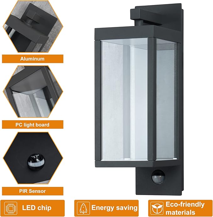 Lustrlach 2 Pack Motion Sensor Outdoor Light Fixtures Wall MountExterior Wall Sconce Porch Light Garage Lights Waterproof Motion Lights for Outside Garden Front Door