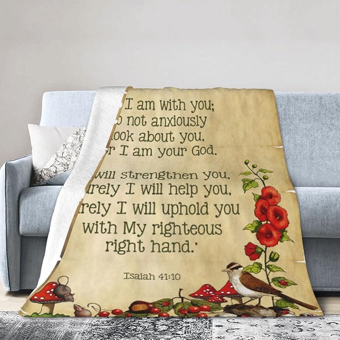 50X40 Bible Verse Isaiah 41 10 Do Not Fear Nature Lightweight Flannel Blanket - Soft and Breathable Polyester Suitable for Travel Camping and Home Decoration