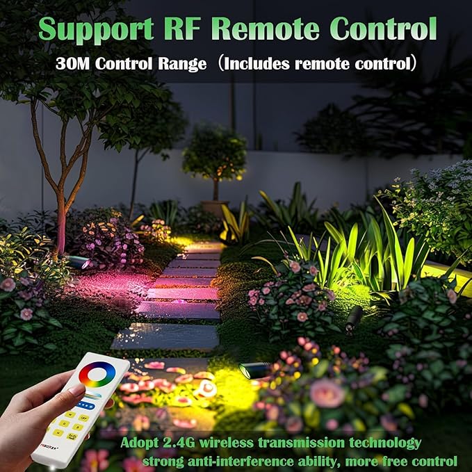 RGB Low Voltage Landscape Lights LED Outdoor Landscape Lighting with Ground StakeColor Changing 12V Outdoor Spot LightsWaterproof Up Lights for Garden Yard