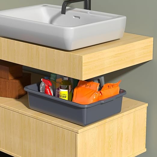 13 L Plastic Commercial Bus Tubs Restaurant Bus Tub Tote Box 4 Packs Gray