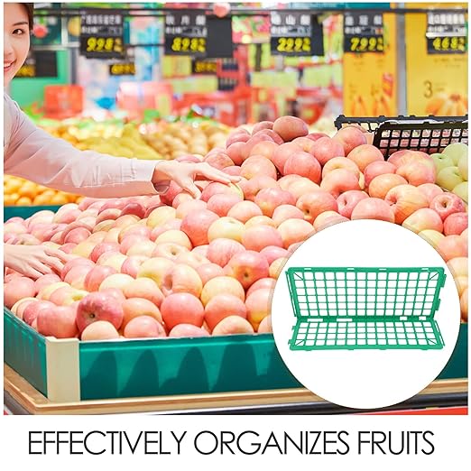4pcs Green Plastic Fruit and Vegetable Storage Organizer Fence for Supermarket and Kitchen Use – Shelf Divider Guardrail for Fresh Produce Display and Space-Saving Rack Accessories