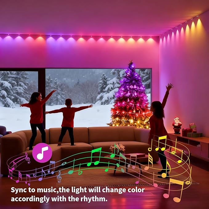 Permanent Outdoor Lights 200ft Smart Eave Lights with RGB LED Light IP67 Waterproof App Control DIY RGB Light for House Halloween Decorations