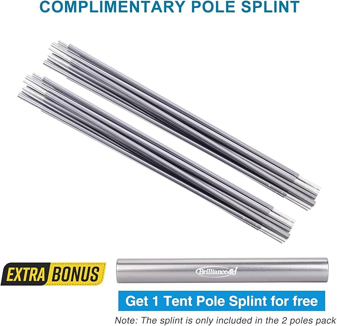 Preassembled Tent Poles Gray Tent Poles Replacement 7001 T6 Heated Aluminum Tent Poles 2 Poles Pack