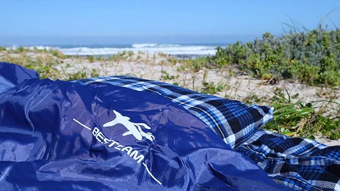 Double Sleeping Bag Flannel for Adults Kids Queen Size for 2 Person with 2 Pillows Warm &amp Cold Weather Sleeping Bag for Camping Hiking Waterproof Lightweight with Compression Sack