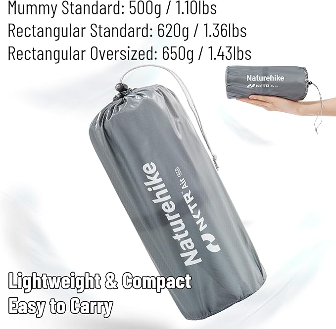 Naturehike Ultralight Insulated Sleeping Pad - R5.8 Insulated Inflatable Sleeping Pad 3.1in Thickened Portable Compact Backpacking Sleeping Mat for Camping Hiking Climbing with Inflatable Bag