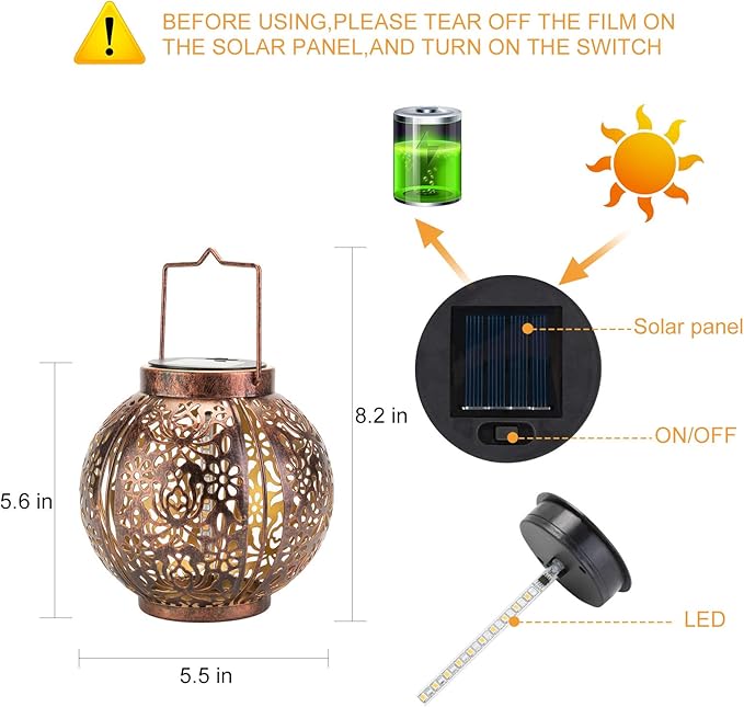 Solar Lanterns Outdoor Waterproof 2 Pack Hanging Solar Lights for Outside Garden Decor Decorative Moroccan Lanterns Garden Gifts for Women Mom Yard Patio Porch Decorations