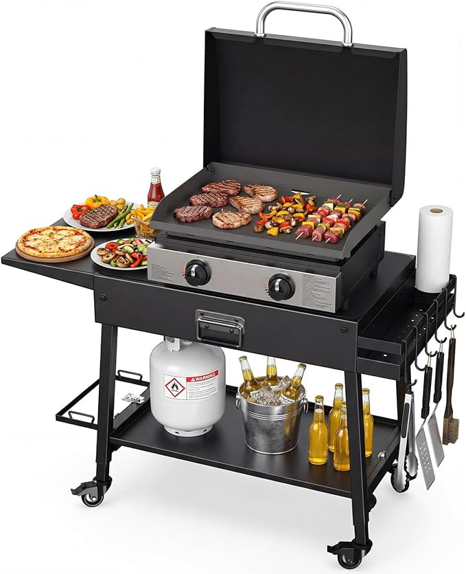 ELITEWILL Griddle Stand Fit for Blackstone 22 Inch &amp 17 Inch Portable Grill Stand With Wheels Large Space Outdoor Pizza Oven Table for Backyard Camping BBQ