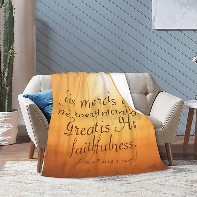 80X60 Lamentations 3 22 His Mercies are New Bible Verse Lightweight Flannel Blanket - Soft and Breathable Polyester Suitable for Travel Camping and Home Decoration