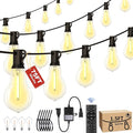 75FT Outdoor String Lights Waterproof with 50+4 Bulbs (1.5FT Bulbs Spacing) Remote &amp Dimmer Commercial Patio String Lights with 3 Mode Light &amp Timing 100PC Mounting Ties for Outside