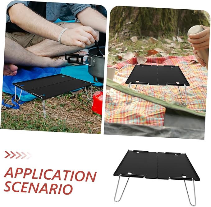 Happyyami 1pc Folding Portable Table Lightweight Detachable Picnic Desk Multi-Functional Outdoor Tea Table Easy to Clean for Camping Travel and Picnics Black