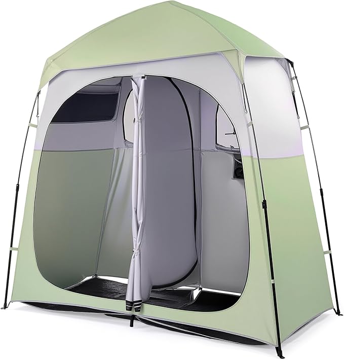VINGLI 2 Room Shower Tent 7.5 FT Instant Pop Up Shelter with Carrying Bag Privacy Changing Room TentPerfect for Portable Toilet Camping Dressing Outdoor Indoor Easy Set Up