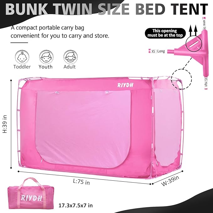 Bed Tent Bed Canopy BunkTwin Size Tents for Adult and Kids- Original Design Portable Dream Tent Indoor Sleeping Tents 80% Blackout with 3 Doors Breathable Big Space Tents