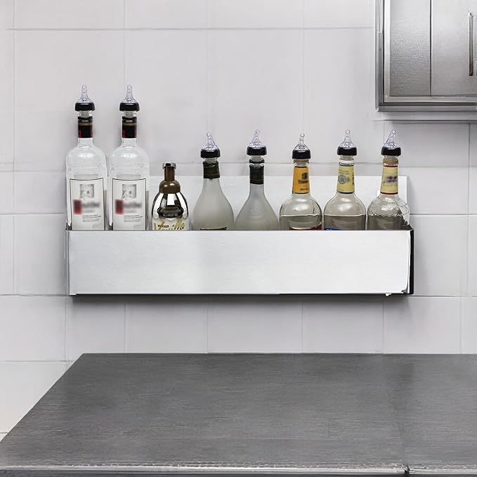 PRO&ampFamily Regency Stainless Steel Single Tier Speed Rail/Bottle Holder (36)