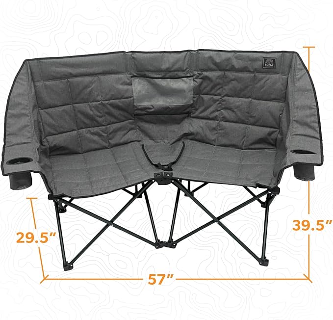 Kuma Outdoor Gear Kozy Bear Chair with Carry Bag Ultimate Portable Luxury Outdoor Double Camping Chair for Glamping Sports &amp Outdoor Adventures (Heather Grey/Black)