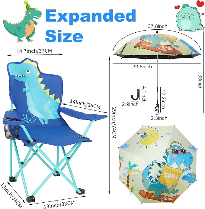 KABOER Kids Outdoor Folding Lawn and Camping Chair with Cup Holder and Carrying Bag Children's Camping Chairs