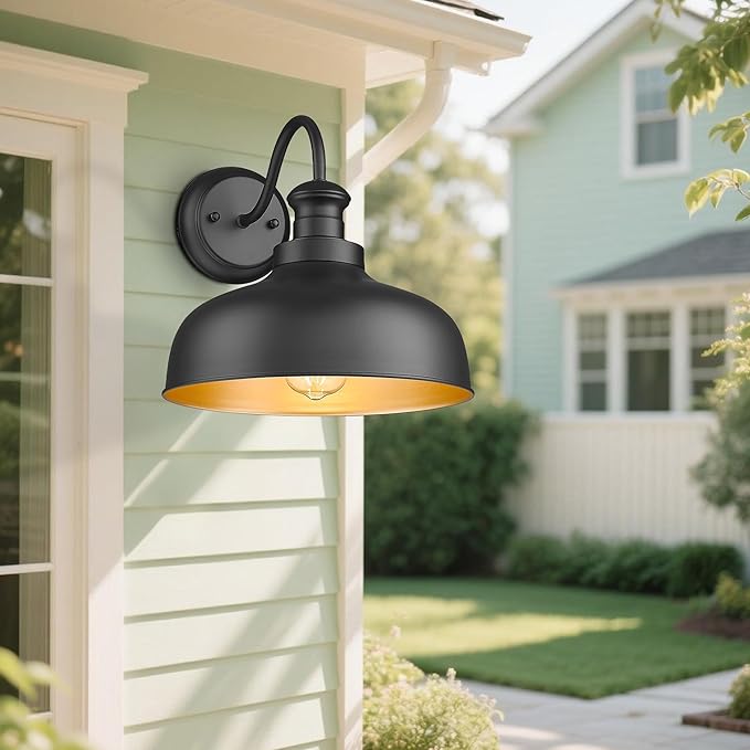 Farmhouse Barn Light11.5 Inch Outdoor Wall Light Weather Resistant Exterior Lighting FixtureOutdoor Wall Mount Light Anti-Rust Porch Light for House Patio Garage (Black2Pack)