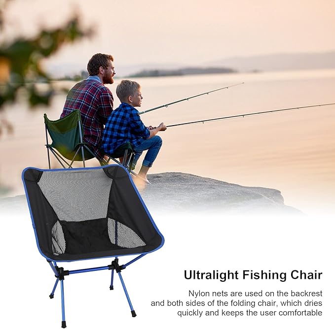 Camping Chair Fishing Chair Portable Folding Chair with Storage Bag for Adults Aluminum Frame Lightweight 150KG Capacity for Camping BBQ Hiking Beach Lawn