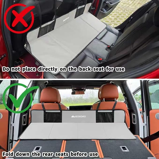 Car Rear Seat Mattress Extension Plate Foldable Car Back Seat ExtenderPortable Mattress for Sleeping Increase Travel Trunk Space and Car Bed Camping Space for Cars SUV Model Y/3（Grey）