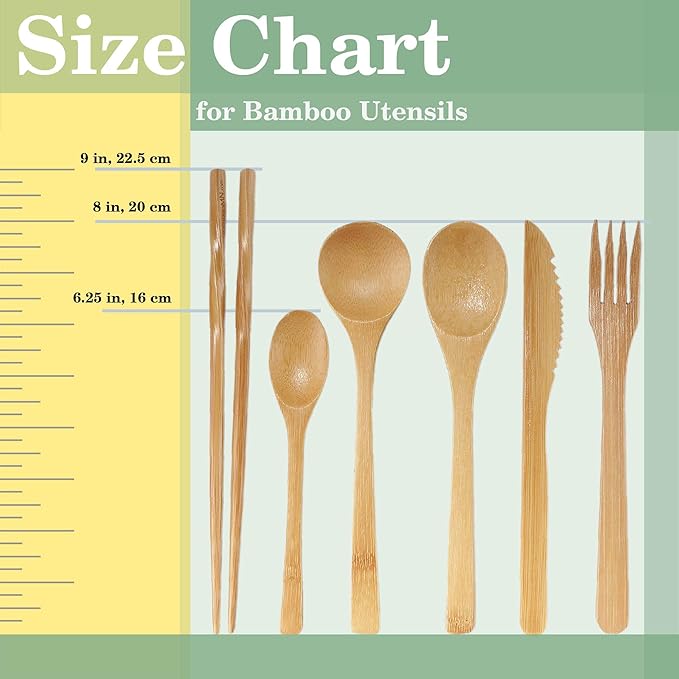BambooMN Camping Mess Kit Lightweight Organic 8 x 8 Bamboo Plates Forks Knifes and Spoons for Camping Hiking or Backpacking - 10 Sets