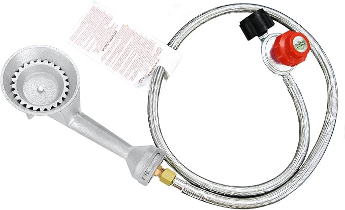 BESTFIRE High Pressure Cast-Iron Propane Burner HeadTaper Burner Head with 20 PSIG Adjustable High Pressure Propane Regulator with Hose and Brass Fitting for Propane Burner Head for Cooking Outdoor