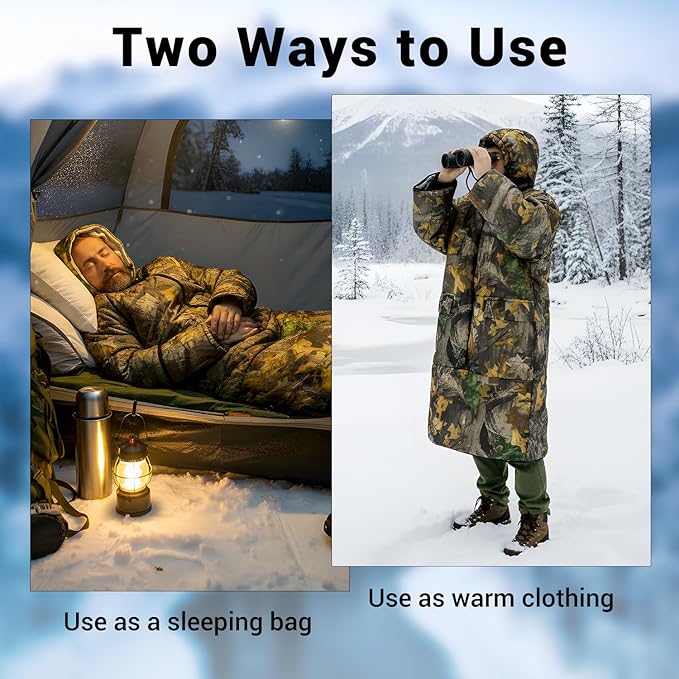 Wearable Sleeping Bag Adult Outdoor &amp Indoor Sleeping Bags Applicable Temperature 25℉-50℉ Designed for Camping Hiking Backpacking and Other Outdoor Adventures