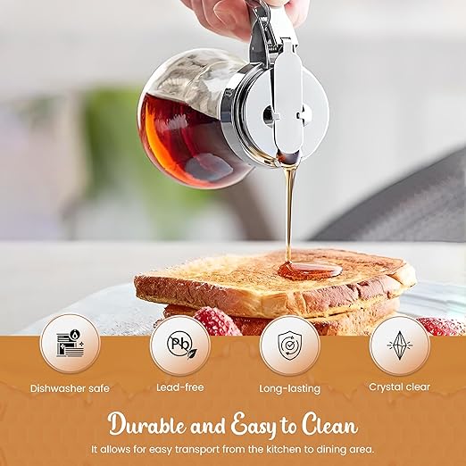 OCS Parts Syrup Dispenser with Lid and Dispensing Thumb Lever | Commercial Grade Liquid Dispensers for Home and Commercial Kitchens (2 6 OZ)