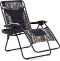 PHI VILLA XXL Oversized Padded Zero Gravity Chair Foldable Patio Recliner 30 Wide Seat Anti Gravity Lounger with Cup Holder Support 400 LBS (Camouflage)