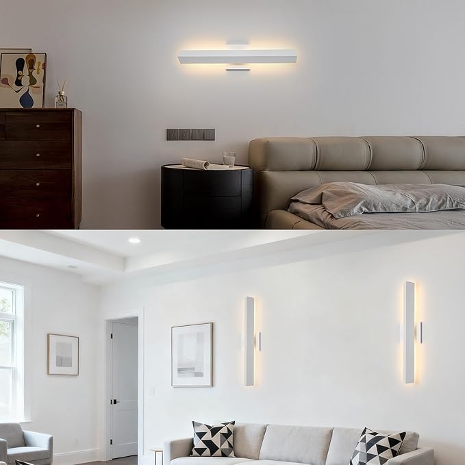 2 Pack LED Outdoor Wall Lights Dimmable20W 3000K21.9 Modern Textured White Outdoor Wall Sconce IP65 Waterproof Linear Exterior Wall Light for Entrance Hallway Garage Porch
