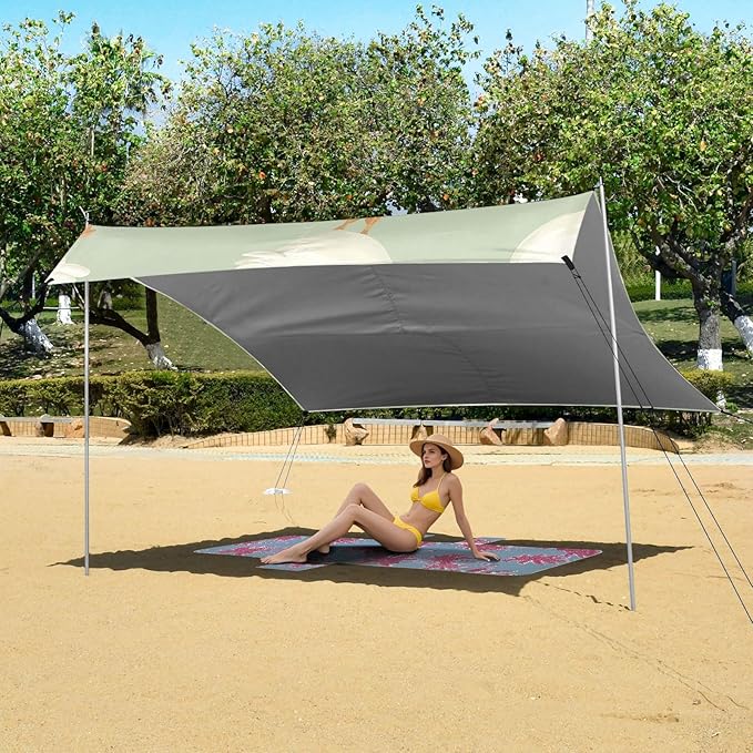 Duck Light Green Background Pattern Camping Sun Shelter Beach Tent Portable Beach Sun Shade Outdoor Canopy for Camping Trips Fishing Picnic