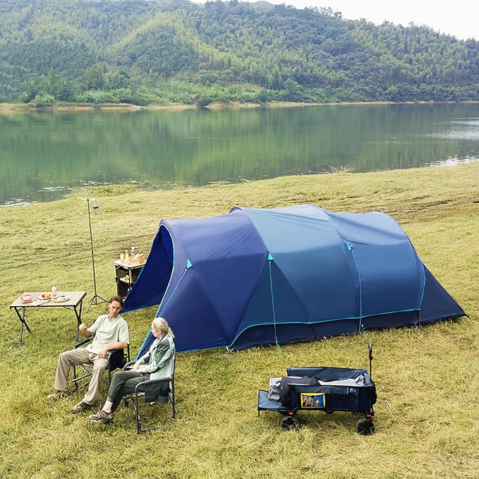Timber Ridge 8 Person Camping Tent with Large Porch Portable Waterproof Windproof Family Tent with Rainfly Carry Bag Room Divider Easy Set-up Tent with Excellent Ventilation for Camping 3 Season