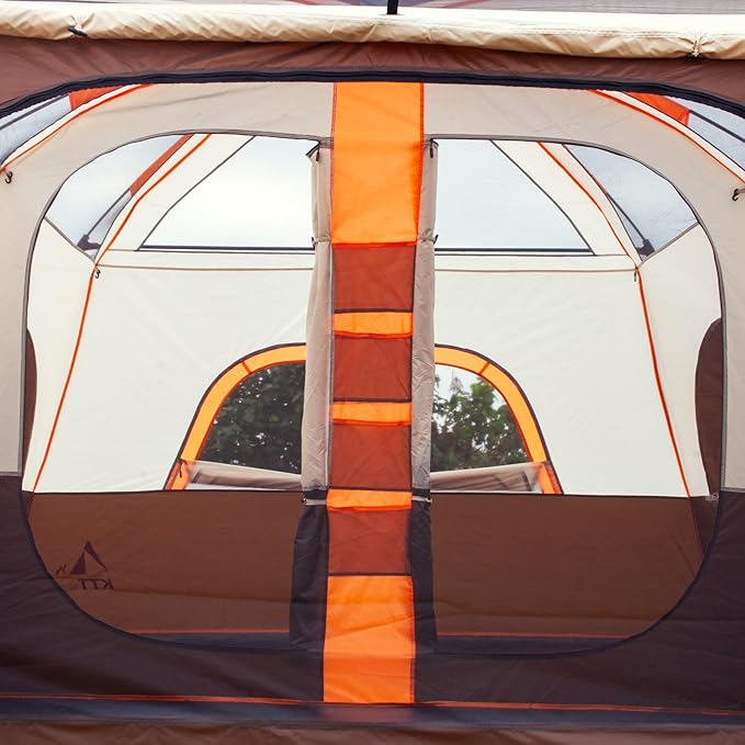 KTT Extra Large Tent 10-12-14 Person(A)Family Cabin Tents2 Rooms3 Doors and 3 Windows with MeshStraight WallWaterproofDouble LayerBig Tent for OutdoorPicnicCampingFamily Gathering