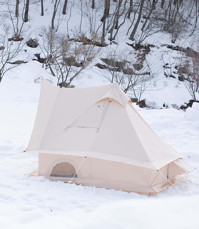 S'More Fronti Canvas Camping Tent - 2 Person 4 Season Weather Resistant Glamping Tent with Stove Jack for Car Camping &amp Hiking