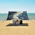 ALAZA Flowers Blue Marble Beach Tent Sun Shelter UPF50+ Protection Beach Shade Canopy w/ 4 Sandbags for Outdoor Camping Fishing Backyard Fun Picnic 10x9 ft