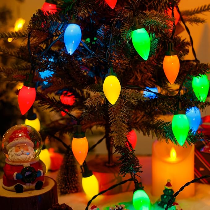 HAYATA Music Christmas Lights 35 LED C9 String Light - Fairy Xmas Decor Lighting for Outdoor Indoor Patio Party Home Wreath Garland Christmas Tree Decoration. (Multi Color)