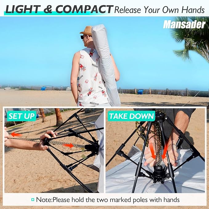 Beach Tent Pop Up Shade Instant Beach Tents Sun Shelter with UPF 50+ UV Protection Lightweight &amp Easy Setup Tent 2-6 Person